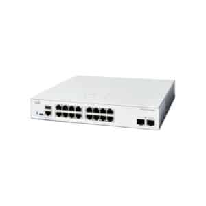 Cisco C1200-16P-2G Front Left, Cisco Catalyst 1200 16-port GE PoE 2x1G SFP Switch, Cisco Catalyst 1200 16-port GE 2x1G SFP Switch