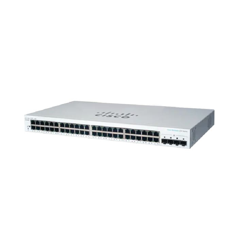 Cisco CBS220 48 Ports Front Left, Cisco CBS220 48-port GE 4x10G SFP+, CBS220 48-port GE PoE 4x10G SFP+, CBS220 48-portGE FPoE 4x10G SFP+