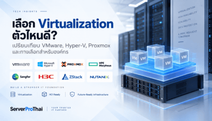 เปรียบเทียบ Virtualization VMware Hyper-V Proxmox และแพลตฟอร์มสำหรับองค์กร