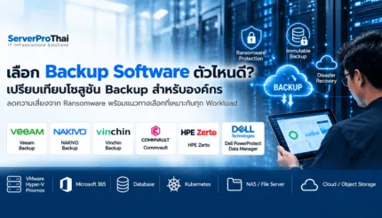 เปรียบเทียบ Backup Software สำหรับองค์กร Veeam NAKIVO Vinchin Commvault HPE Zerto และ Dell PowerProtect Data Manager